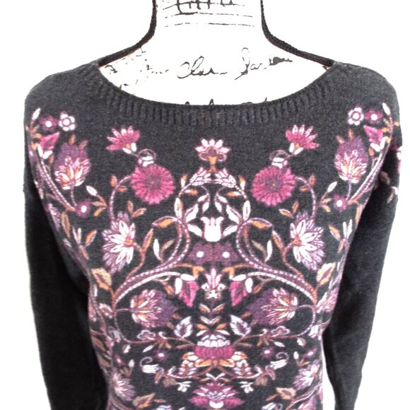 J Jill Enchanted Floral Long Sleeve Crew Neck Relaxed Fit Sweater Sz Med Petite - Picture 4 of 9